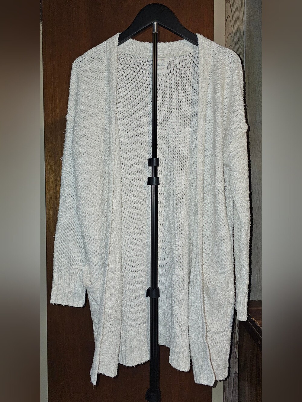 Hippie Rose Open-Front Cream Knit Cardigan